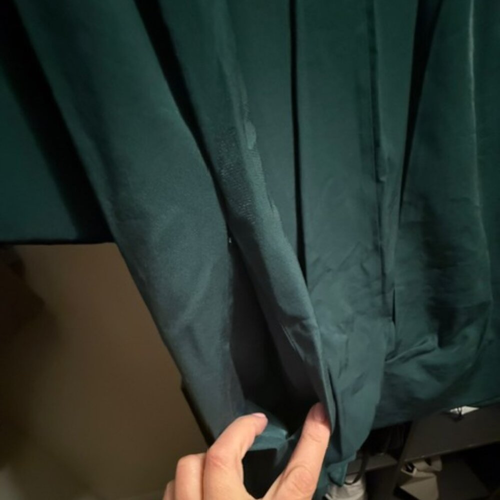 COS Long-Sleeved Gathered-Hem Dress - Emerald Green - Size 12 - Picture 9 of 14